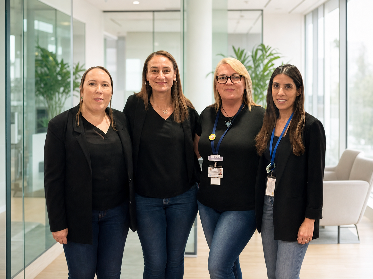 Four members of the Care Origin team together in a bright corporate office